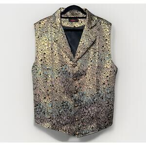 Vatpave XXL Vest Iridescent Scale Button Point Gold Black Steampunk Victorian